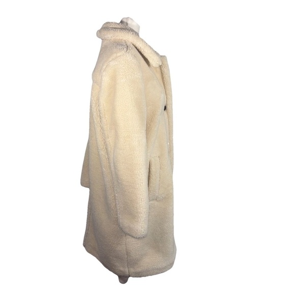 Gap Ivory Sherpa Teddy Mid Length Button Front Coat Women's Small - Picture 14 of 15